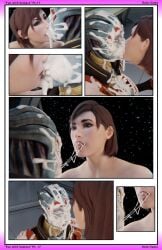 2girls 3d 3d_(artwork) 3d_model admiring bending_over commander_shepard cum cum_in_mouth cum_on_breasts cum_on_face cum_splatter cum_string cum_swallowing cum_swapping cum_trail drool femshep freckles jane_shepard kissing kneeling mass_effect meditating meditation nude nude_female rotosama samara sleep_molestation sleep_sex sleeping smiling tongue tongue_kiss tongue_out