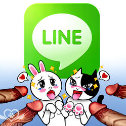 app blugrass bunny cony_(line) feline furry human_penetrating jessica_(line_) line_(app) male mascot tagme