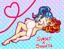 2girls ass ass_grab back barefoot blonde_hair blue_hair blush breasts equestria_girls eyeshadow female female/female female_on_top female_only friendship_is_magic girl_on_girl hand_on_ass human humanized kissing leg_between_thighs lesbian_sex lesbians long_hair makeup multiple_girls my_little_pony nail_polish nude personification ponytail rainbow_rocks red_hair sonata_dusk sunset_shimmer superkeen symmetrical_docking tied_hair toenail_polish two_tone_hair yuri