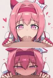 1boy 1girls 2d ai_generated animal_ears big_cock big_penis blowjob blush cock deepthroat ear_covers fellatio female fingerless_gloves gloves hair_between_eyes hair_intakes hairband haru_urara_(umamusume) headband heart heart-shaped_pupils horse_ears horse_girl licking looking_at_viewer male male/female oral penis pink_eyes pink_hair ponytail pov red_gloves simple_background sloppingslurpie solo_focus straight symbol-shaped_pupils symbol_in_eye thighs tongue tongue_out umamusume umamusume_pretty_derby uncensored