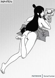 1girls ace_attorney animated ass barefoot female fundoshi gif maya_fey noisetanker tagme