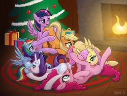 6girls alicorn anus applejack_(mlp) ass blue_eyes blush christmas christmas_tree cunnilingus cutie_mark daisy_chain equine female fire fireplace fluttershy_(mlp) friendship_is_magic fur furry green_eyes group_sex hair happy_sex horn horse licking lying mammal mane_six_(mlp) multicolored_hair my_little_pony on_floor oral orgy pegasus pink_fur pinkie_pie_(mlp) pony presents princess_twilight_sparkle_(mlp) purple_eyes purple_fur pussy pussy_juice rainbow_dash_(mlp) rarity_(mlp) rug sex smile smooth_skin syoee_b tongue tree twilight_sparkle_(mlp) uncensored unicorn wings yuri