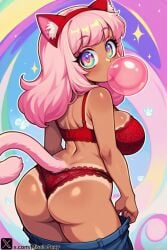 1girl 1girls ai_generated blowing_bubble_gum blowing_bubblegum bubble_gum bubblegum cat_ears cat_girl cat_tail character_nekohana character_nekohara character_request_nekohara chewing_gum female furry furry_ears furry_female furry_only furry_tail gum lenceria miss_io multicolored_body multicolored_hair nekohana rainbow rainbow_hair stable_diffusion