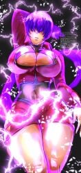 1girls big_breasts big_breasts boob_window breasts busty clothed electricity female jacket king_of_fighters light-skinned_female light_skin lighting long_hair looking_at_viewer looking_down ponytail purple_hair shermie_(kof) skirt tan thick thick_thighs thighs thunder tied_hair tight_clothing toned toned_female two_tone_hair voluptuous voluptuous_female