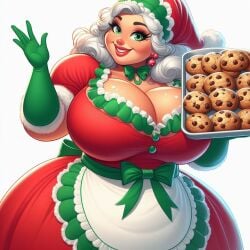 ai_generated christmas gilf gray_hair holidays huge_breasts milf mrs._claus older_female wide_hips