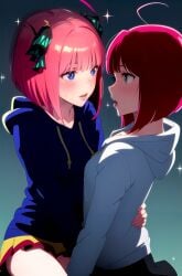 ai_generated arima_kana go-toubun_no_hanayome hug nakano_nino oshi_no_ko yuri