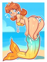 1girls ass bikini breasts female luma_draws mario_(series) princess_daisy tagme undressing