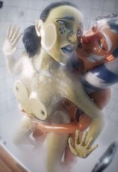 2girls 3d ahsoka_tano airress3d_(3d-modeller) alien areolae athletic_female barriss_offee bathroom blender blue_eyes breast_press breast_squish breasts breasts_against_glass breasts_on_glass breath clone_wars facial_markings female female_focus femdom femsub fingering green_skin head_tilt headgear interspecies kissing kissing_cheek kocean_3d lekku lekku_(anatomy) looking_at_another looking_at_partner looking_back looking_pleasured mirialan nipples open_mouth orange_skin purple_lips showering soap soap_bubbles star_wars tagme the_clone_wars:_season_seven togruta wet wet_hair wet_skin yuri