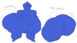 2021 anthro armwear ass bbm bhm big_butt blehbluhp3 blue_body blue_skin cyanu english_text fan_character footwear for_a_head gay handwear huge_butt hyper hyper_ass hyper_butt male object_head object_shows overweight pennt pentagon_(shape) simple_background solo tagme text white_background