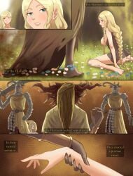 1girls big_ass big_breasts blonde_hair braid braided_hair breasts breasts_out cleavage comic elden_ring female female_focus fromsoftware hornsent numen_(elden_ring) queen_marika_the_eternal see-through shadow_of_the_erdtree shaman_(elden_ring) sitting thick_thighs thighs veiled616