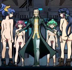 1boy 4girls ass brainwashed breasts celina clothed_male_nude_female female fusion_parasite hair_ornament hiiragi_yuzu hypnosis kurosaki_ruri laboratory laboratory_tank lulu_obsidian naked_female nipples nude nude_female pink_hair rin_(yu-gi-oh!_arc-v) serena_(yu-gi-oh!_arc-v) the_doctor two_tone_hair yu-gi-oh! yu-gi-oh!_arc-v zuzu_boyle