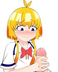 1boy 1girls 4:5 blue_eyes female handjob japanese_clothes longer_than_30_seconds medium_penis nuaba(nuakung) penis ryu_jou(character) ryujou source_request tagme thai_text vertical_video video yellow_hair