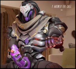 beckoning blizzard_entertainment cum cum_dripping_from_penis looking_at_viewer omnicfans overwatch_2 ramattra robot solo_male