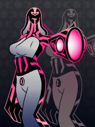 alien alien_girl alien_humanoid ben_10 blaster breast_outline breasts chaquetrix circuitry galvanic_mechamorph gun pink_eyes upgrade upgrade_(ben_10) yamz920