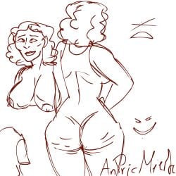 ass_focus breasts disventure_camp grrr lill_(disventure_camp) milf quick_drawing sketch