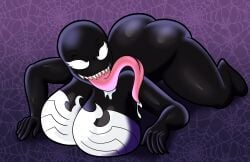 all_fours ass big_ass big_breasts halloween marvel marvel_comics saliva seductive she-venom someth1ngoranother spider-man_(series) tongue tongue_out