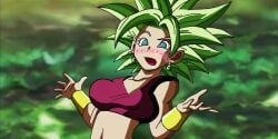 big_breasts blush dragon_ball dragon_ball_super dragon_ball_z edit edited edited_official_artwork kefla nervous short_top