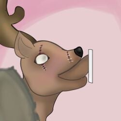 1boy animal_genitalia animal_penis antlers autofellatio bane_(identity_v) bane_perez candykitties deepthroat deer deer_humanoid furry gay identity_v just_no male male_focus male_only new_artist pink_background poorly_drawn portal thinking_with_portals white_eyes