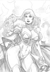 1girls 2024 black_and_white breasts cape cleavage corset ed_benes_studio emma_frost female female_only huge_breasts marcio_fernandes marvel marvel_comics panties solo telepath white_queen x-men