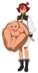 belly belly_bulge big_belly blue_eyes digest digested digested_alive digested_prey digesting digesting_live_prey digesting_prey digestion digestion_noises digestion_sequence edit edited f/f female female_pred female_predator female_prey gundam gundam_suisei_no_majo post-vore red_hair suletta_mercury vore