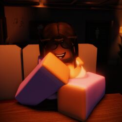 1girls 3d big_breasts breasts cleavage clothed cute date first_person_view glasses pov roblox robloxian self_upload smg32 smiling tagme winking