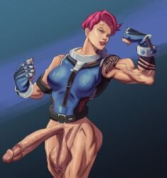 2d futanari muscular muscular_futanari overwatch solo solo_focus solo_futa zarya