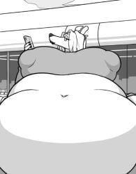 anthro big_belly big_breasts chubby deeper_club fat_belly furry futanari glasses kalnareff vore