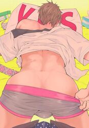 boxers bulge free! makoto_tachibana male male_only pants_down solo