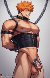 ai ai-created ai_art ai_assisted ai_generated bara blue_lock bondage chains corset kunigami_rensuke male muscles muscular muscular_male rickteil tied_up toy