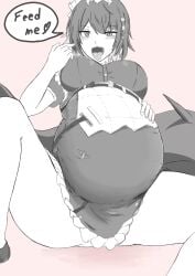 big_belly dialogue ellen_joe fat_female fat_fetish feederism hikugumo hoyoverse maid maid_uniform mihoyo overweight ripping_clothing shark shark_girl sharp_teeth weight_gain zenless_zone_zero