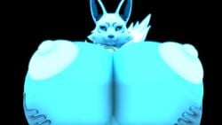 3d_(artwork) anthro big_breasts blizzard_entertainment blue_eyes breast_squish breasts canid canine digital_media_(artwork) female fox glowing hi_res hyper kiriko_(overwatch) mammal ohdeerydeer overwatch smile smiling_at_viewer solo source_filmmaker_(artwork) squish