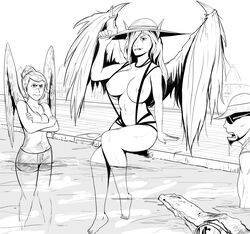 big_breasts harrison2142 kayle league_of_legends lee_sin morgana pool_party_lee_sin pool_party_renekton pool_party_series renekton string_bikini swimsuit water