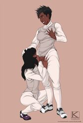 1boy 1futa :>= age_difference black_hair breast_fondling breast_grab breast_squeeze brown_eyes bulge dark-skinned_femboy dark-skinned_futanari dark-skinned_male dark_skin fellatio femboy futa_on_male futanari hair hand_on_head incest intersex kitavi kyder long_hair male milf mother mother_and_son mother_coutaux muscular_futanari oral parent parent_and_child penis short_hair son squatting standing trap western_art