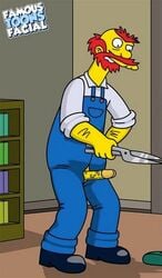 boner erection famous-toons-facial groundskeeper_willie human male male_only penis solo the_simpsons