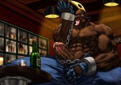 artist_request balls big_penis birdie boner capcom dark-skinned_male dark_skin erection facial_hair male male_only mohawk muscles muscular penis shirtless solo solo_male street_fighter tattoo tattoo_on_belly tongue_out