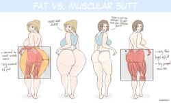 2girls anatomy ass ass_comparison ass_focus big_ass big_breasts blonde_hair brunette butt_size_difference choice chubby chubby_female comparison dat_ass educational english_text fat_ass female female_only fit_female muscles muscular muscular_ass muscular_female muscular_legs rasburton tagme tank_top text thick_thighs thong toned toned_female tutorial two_girls x-ray