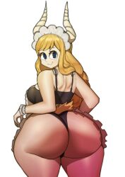 1girls ass big_ass big_breasts big_butt blonde_hair blue_eyes busty doublehero fat_ass female female_only horns large_ass long_hair looking_at_viewer maid maid_headdress maid_uniform my_hero_academia panties solo solo_female solo_focus thick_ass thick_thighs thighs tsunotori_pony wide_hips