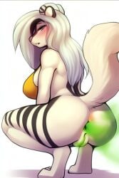 anthro anus breasts fart feet female pussy raised_tail skunk skunk_girl skunk_spray skunk_tail snout striped striped_tail stripes tagme tail vagina