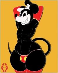 1boy big_penis black_fur black_skin disney furry furry_only greey male_only mickey_mouse panties solo