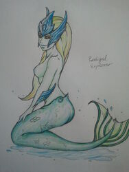 1girls colored crown female fins league_of_legends marai mermaid monster nami_(league_of_legends) prodigalexplorer tagme tail topless wet wet_skin