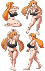 1girls 2d 2d_(artwork) armpits ass big_ass big_breasts big_butt big_thighs bra breasts female huge_ass huge_breasts huge_butt inkling inkling_girl kaori_(splatoon) mouth nintendo nobunagapero open_mouth orange_hair panties peronattu red_eyes sharp_teeth side_ass splatoon splatoon_(series) teeth teeth_showing thighs twin_braids twintails white_skin