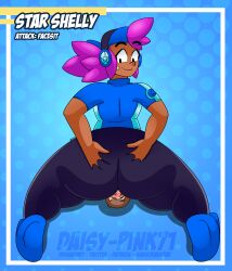 bigger_female brawl_stars commission daisy-pink71 facesit facesitting fanart femdom height_difference huge_ass shelly_(brawl_stars) size_difference smaller_female smother smothering