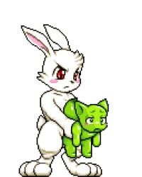 animated anthro be_kon_box fleshlight_position from_behind larger_male limp limp_arms pixel_animation pixel_art rabbit size_difference slime smaller_female vaginal_penetration