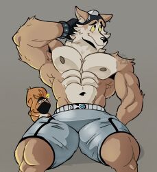 1boy bara barazoku canine fortnite furry furry_only gay its_coldpizzart male male_only muscular muscular_male shorts solo solo_male wendell_(fortnite) wolf