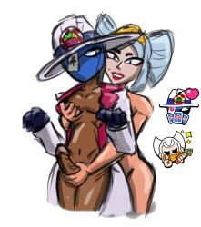 1futa1girl 1girl1futa 2girls biting_lip brawl_stars breast_grab breasts_out cards clockwork_kaze_(brawl_stars) covered_face dark-skinned_futa dark_skin fapping female/intersex female_on_futa femdom futa/female futanari futasub geisha handjob interracial intersex intersex/female japanese japanese_female kaze_(brawl_stars) light-skinned_female light_skin lipstick misfortune_tara_(brawl_stars) stroking_penis supercell supercell_(company) tara_(brawl_stars) unseen_futa_face yuri