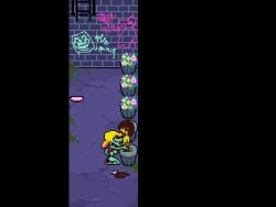 alley animated bratty bratty_(undertale) crocodile deltarune kris_(deltarune) male/female oral pixel_art prostitution straight theevilfallenone