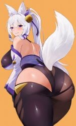 1girls 2020s 2024 2024s 2d 2d_(artwork) animal_ear animal_ear_fluff animal_ears asian asian_clothing asian_female ass back back_view backboob background bell bending bending_over bent_over big_ass big_breasts big_butt big_hips blush blush_lines blushing_at_viewer breasts butt_crack clothed clothed_female clothes clothing color colored commission commission_art cropped cropped_legs curvy curvy_body curvy_female curvy_figure curvy_hips curvy_thighs ear ears_up eyes_open female female_only fluffy fluffy_ears fluffy_tail fox_ears fox_tail furry_tail girl hair hips hourglass_figure humanoid japanese japanese_clothing japanese_female kataku_musou kitsune legwear light-skinned_female light_skin lips long_hair long_hair_female looking_at_viewer looking_back looking_back_at_viewer looking_down looking_down_at_viewer mammal mammal_humanoid mouth neck no_dialogue no_text non-human open_mouth panties partially_nude partially_nude_female pointy_chin ponytail pov pov_eye_contact purple_eyes revealing_clothes revealing_clothing revealing_outfit shiny shiny_ass shiny_butt shiny_clothes shiny_legs shiny_legwear shiny_skin side_boob sideboob simple_background skeb_commission skin slim slim_girl smile smiling smiling_at_viewer solo solo_focus stocking stockings tail teeth teeth_clenched teeth_showing teeth_visible textless thick_thighs thighs tied_hair tight tight_clothes tight_clothing tight_dress tight_fit underwear white_body white_hair wide_hips wide_thighs yellow_background