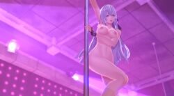 big_breasts eiyuu_densetsu kuro_no_kiseki pole_dancing shizuna_rem_misurugi silver_hair strip_club stripper_pole