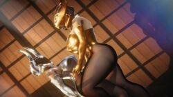 2girls 3d destiny_(game) destiny_(video_game) destiny_2 duo elbow_gloves glowing helmet hugging hugging_waist leotard pantyhose shiny_clothes sonicfreak thick_thighs thighs titan_(destiny) voluptuous voluptuous_female warlock_(destiny)