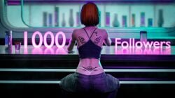 1girls 3d anasulewds butterfly_tattoo commander_shepard female female_only femshep mass_effect mass_effect_3 queen_of_spades red_hair solo tattoo tattoos thong tramp_stamp whale_tail